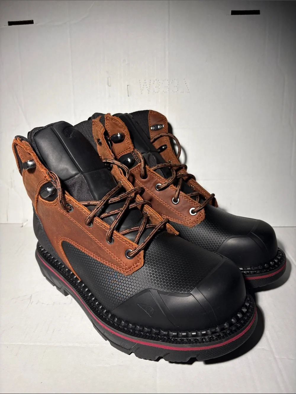 Red Wing Shoes Black and Brown Safety Work Boots Size 7.5